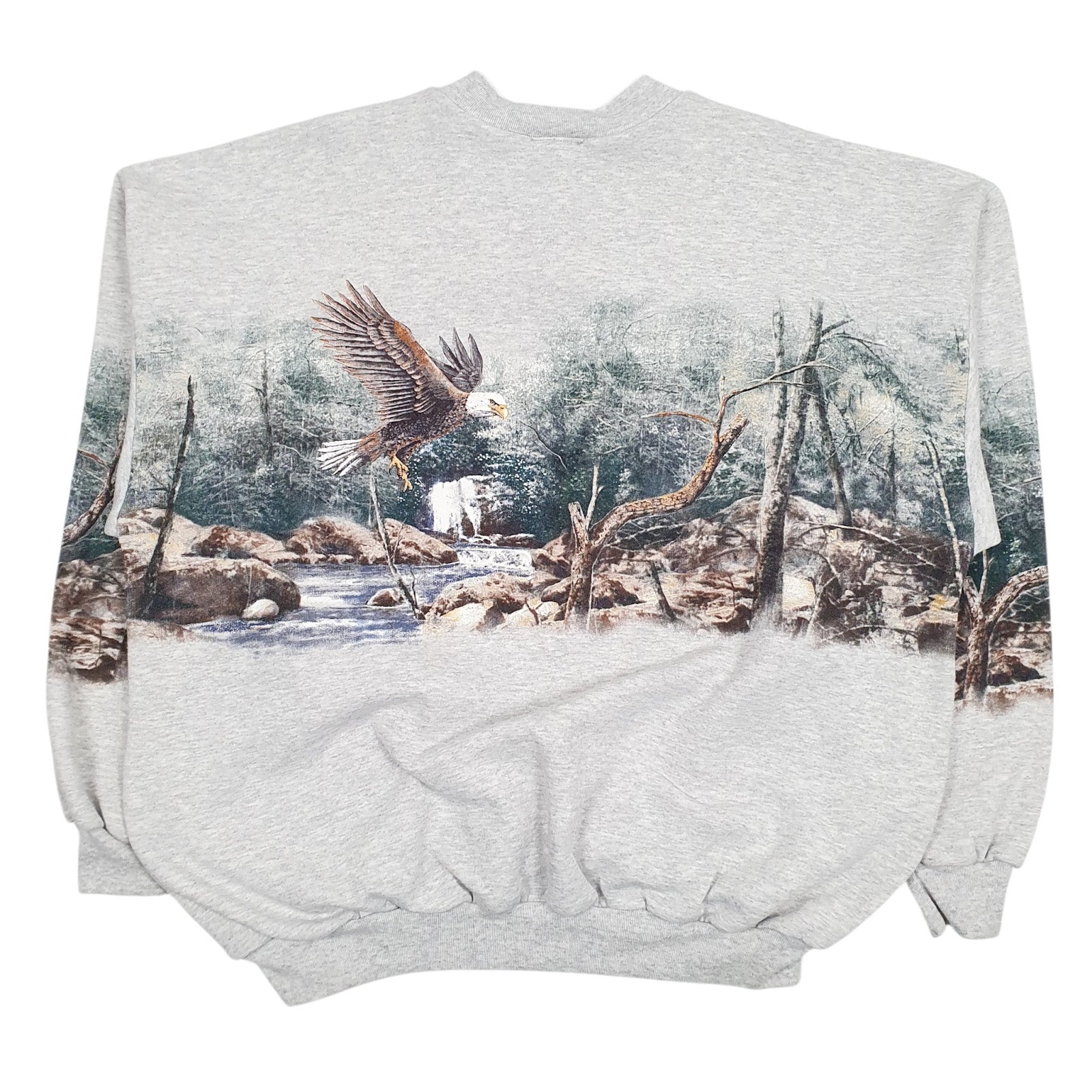 Mens Grey Art Unlimited Henley Graphic Vintage 90s Made In USA Crewneck Jumper