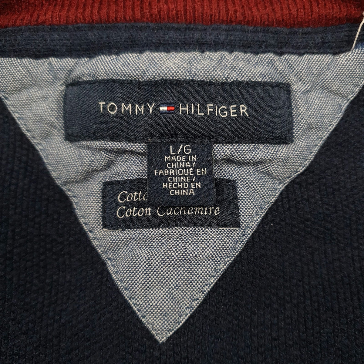 Mens Navy Tommy Hilfiger  V Neck Jumper