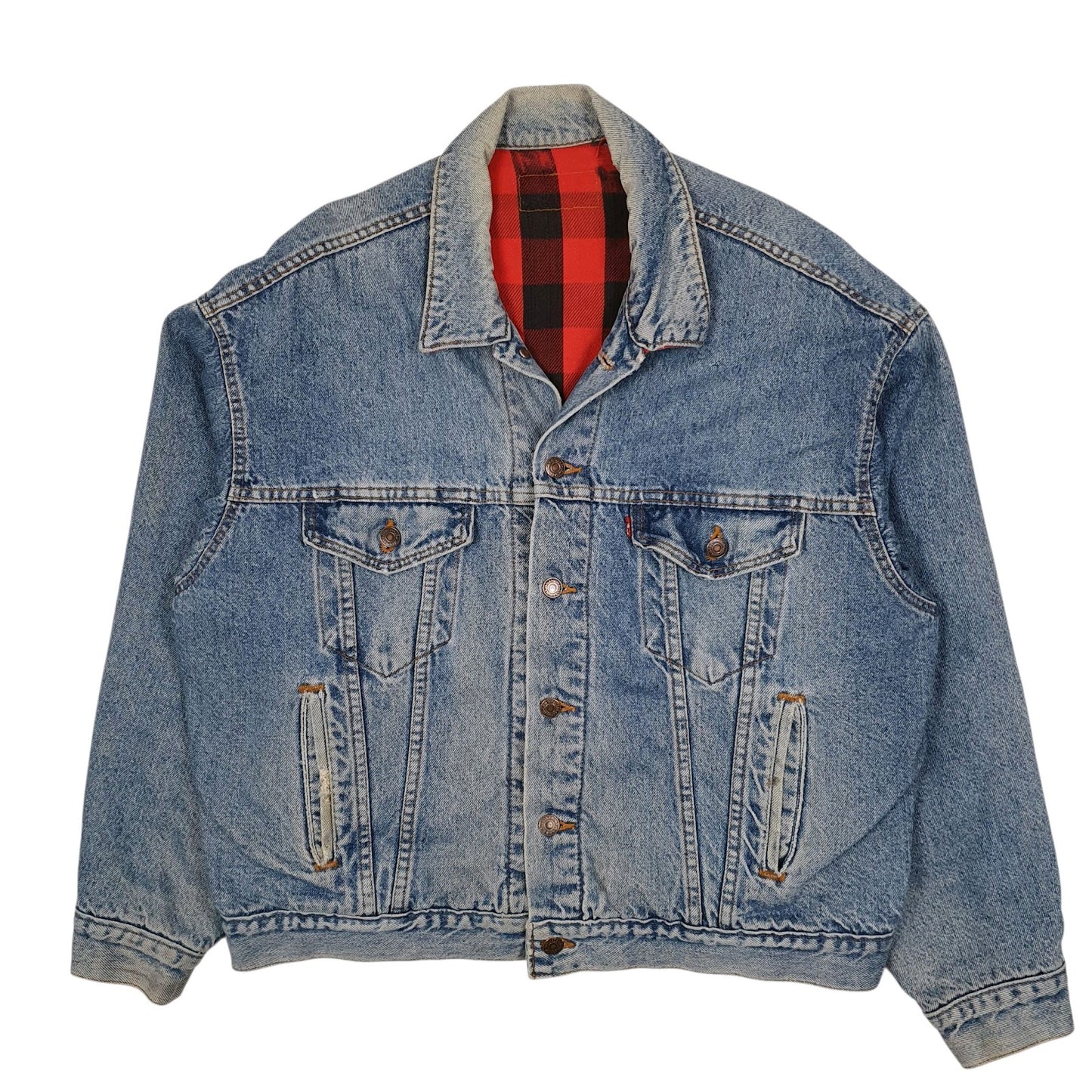 Mens Blue Levis Vintage 90s Blanket Lined Type 3 Trucker Full Zip Coat