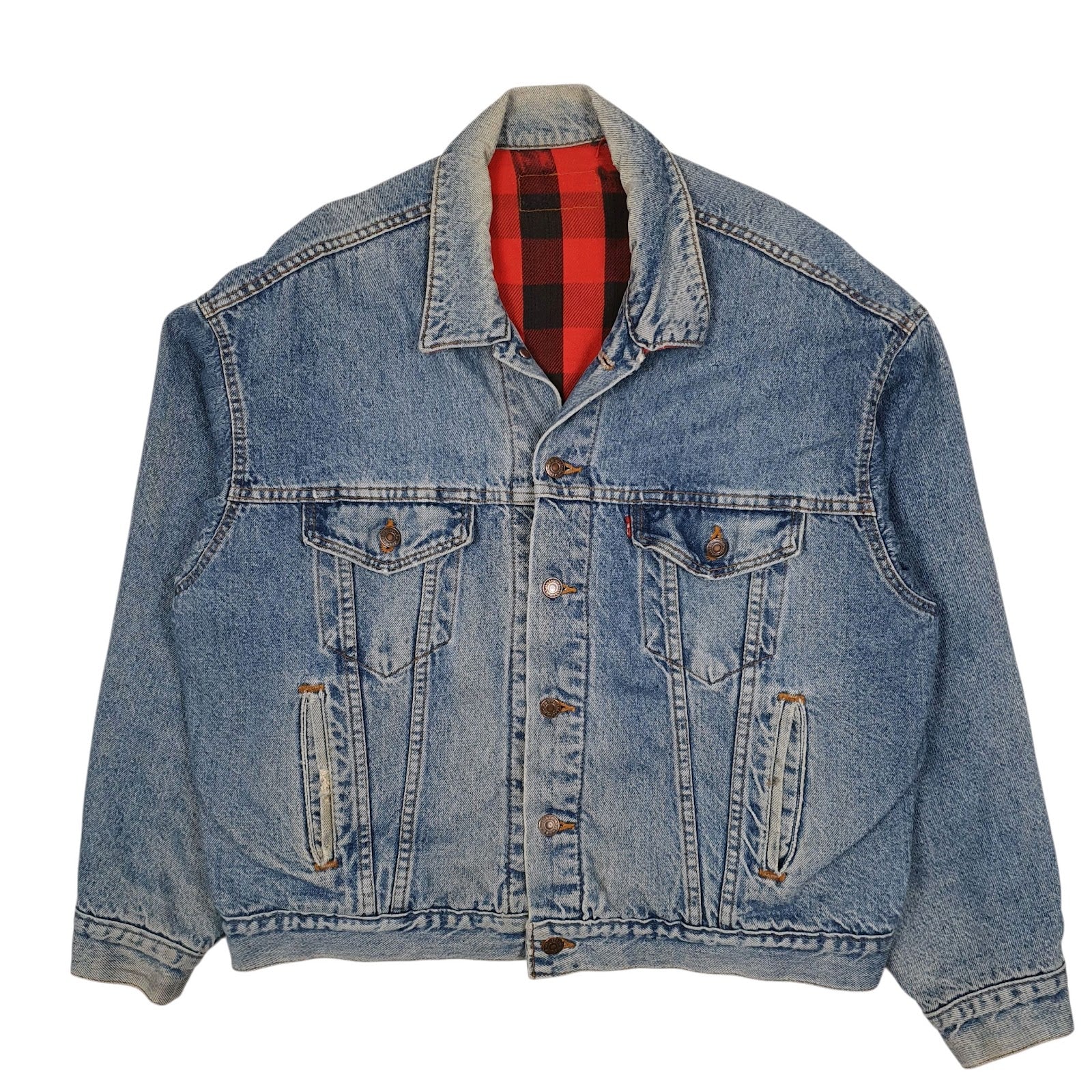 Mens Blue Levis Vintage 90s Blanket Lined Type 3 Trucker Full Zip Coat