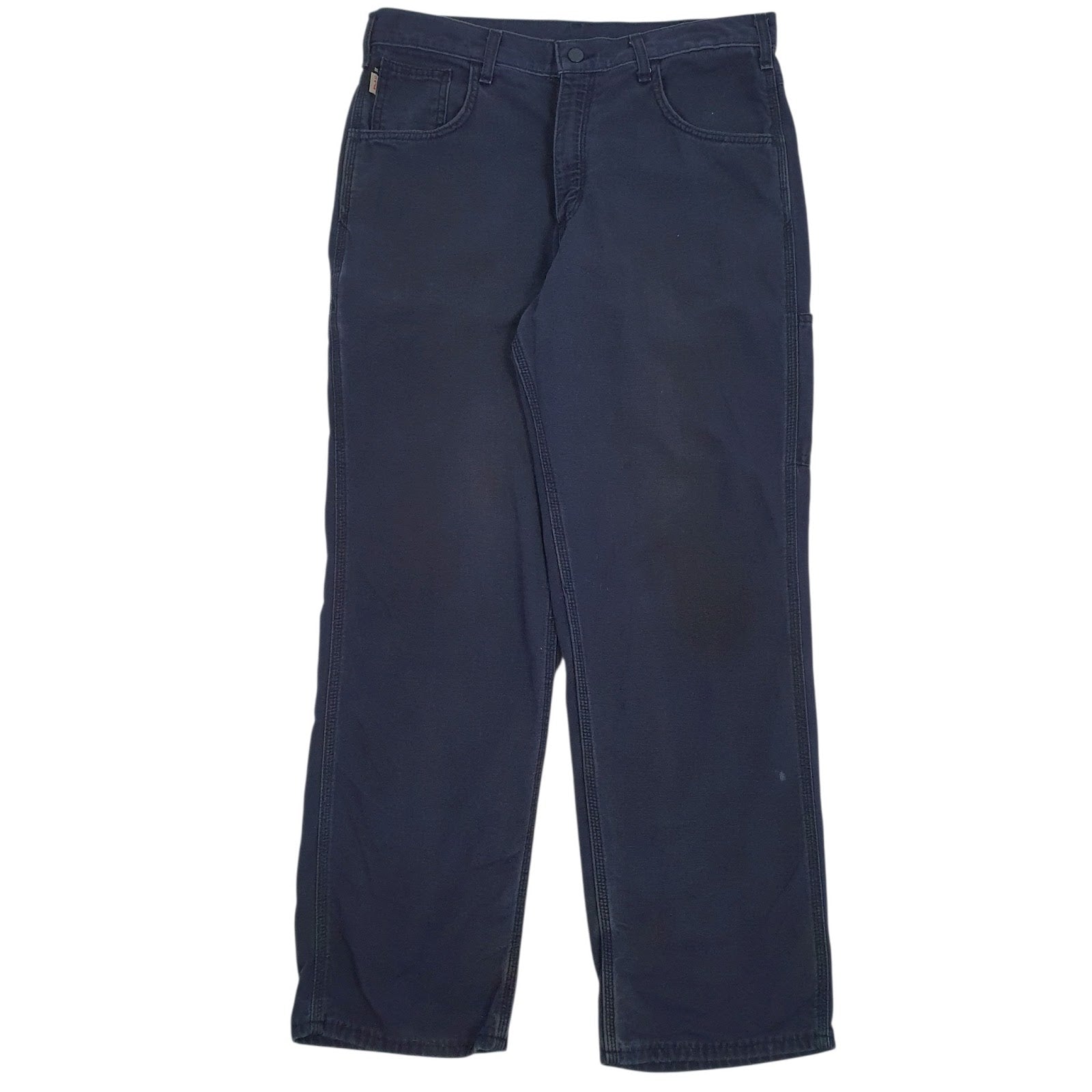 Mens Blue Carhartt Workwear Fire Resistant FRB159-DNY Carpenter JeansW34 L30