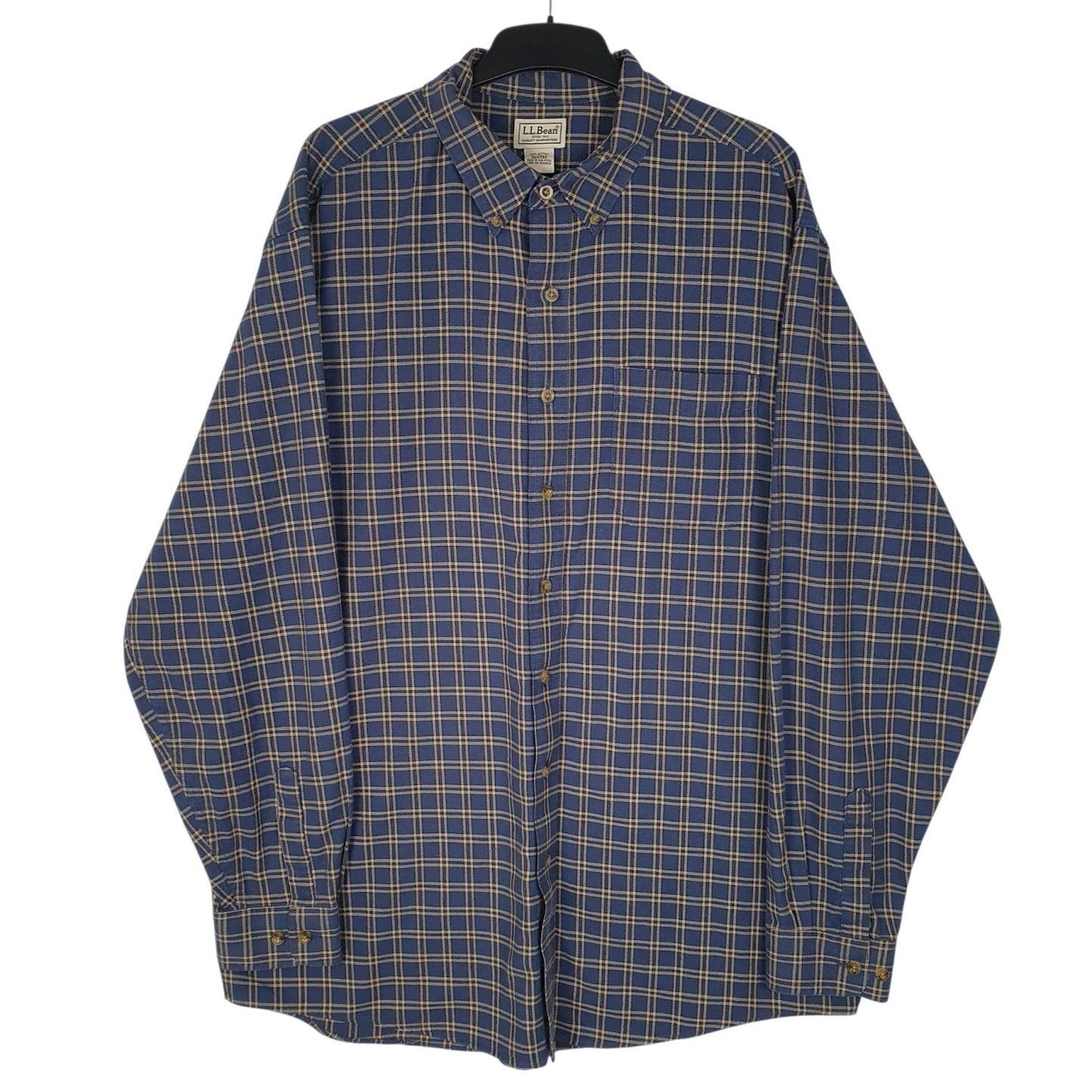 Mens Blue L.L.Bean Flannel Long Sleeve Shirt