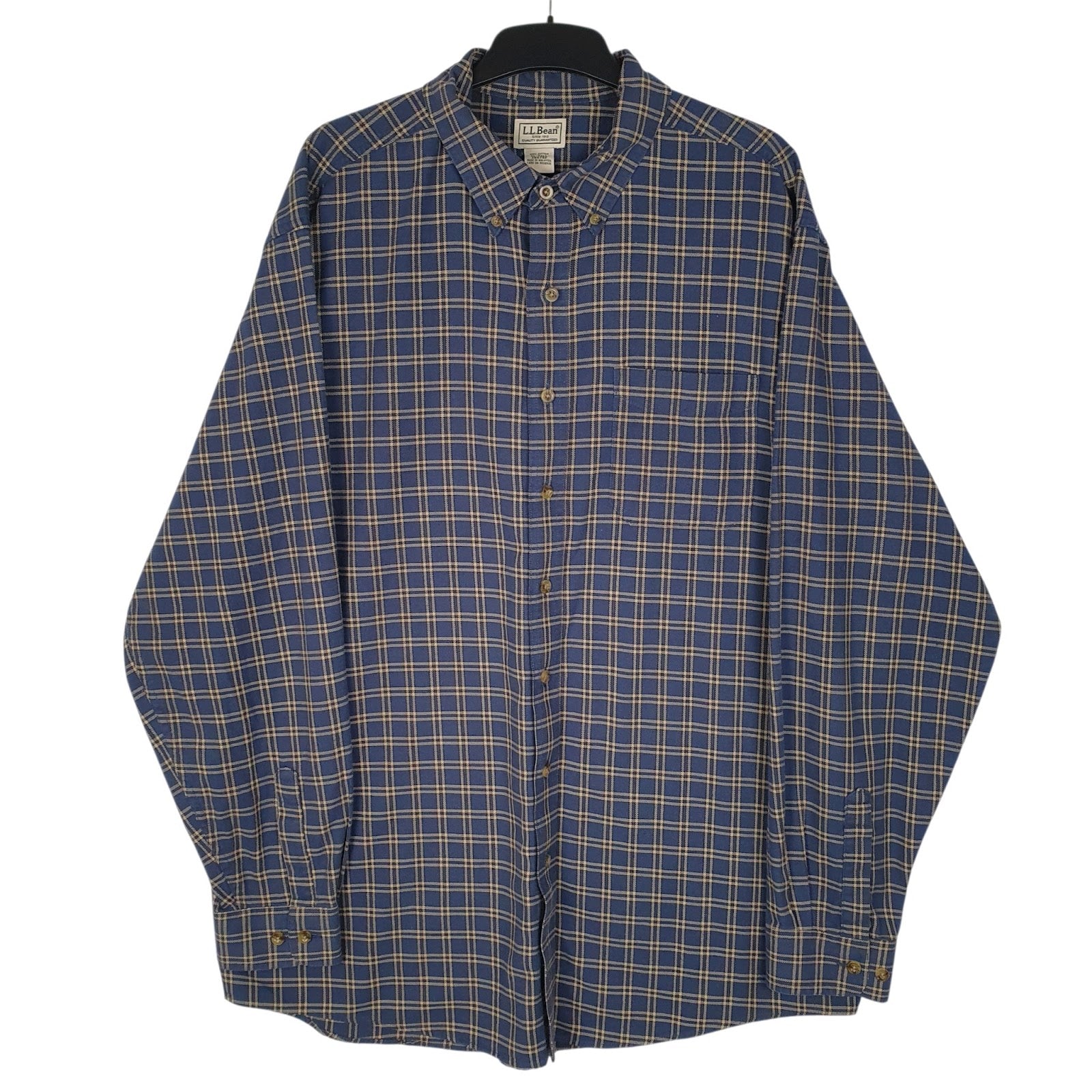 Mens Blue L.L.Bean Flannel Long Sleeve Shirt