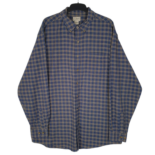 Mens Blue L.L.Bean Flannel Long Sleeve Shirt