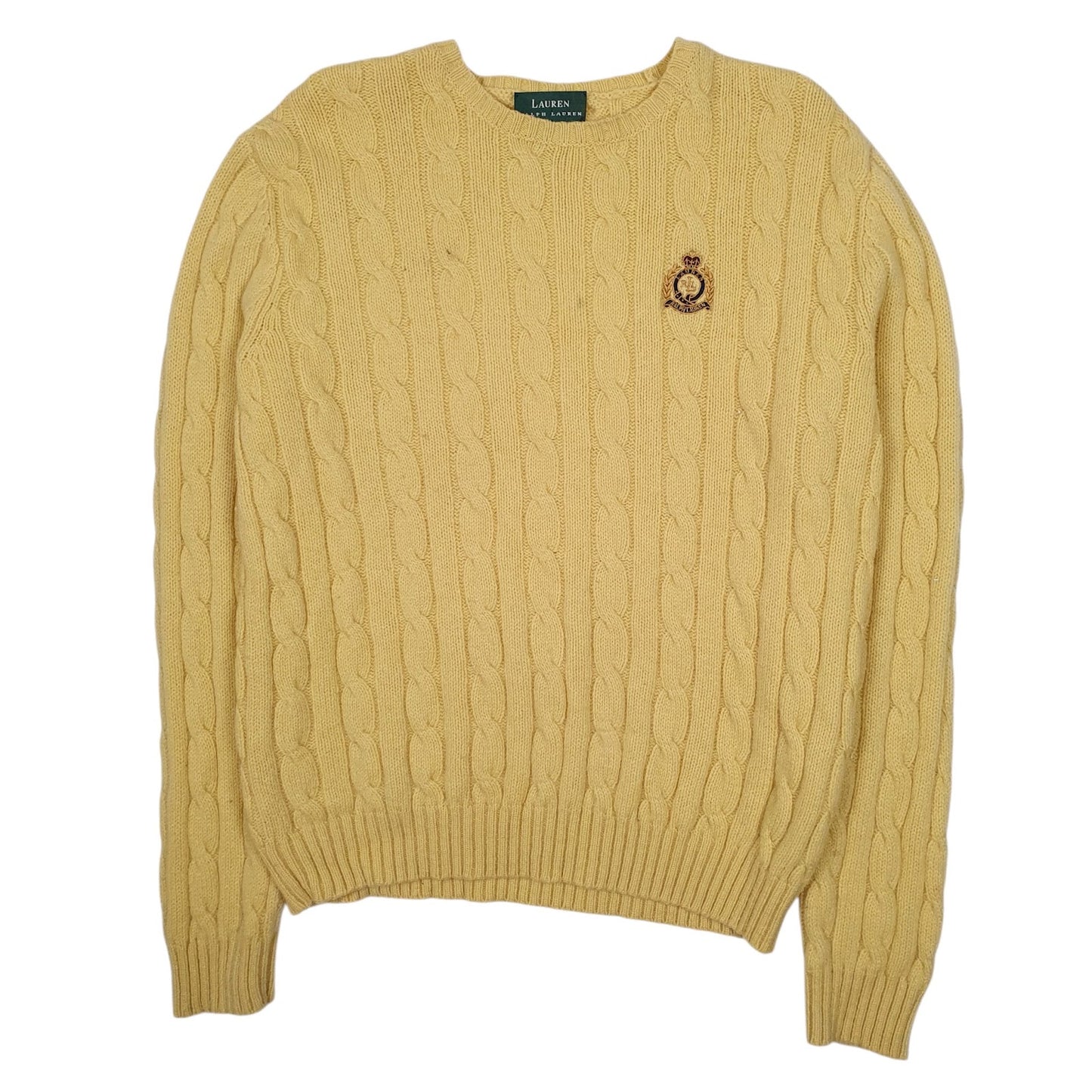 Womens Yellow Ralph Lauren Cable Knit Crewneck Jumper