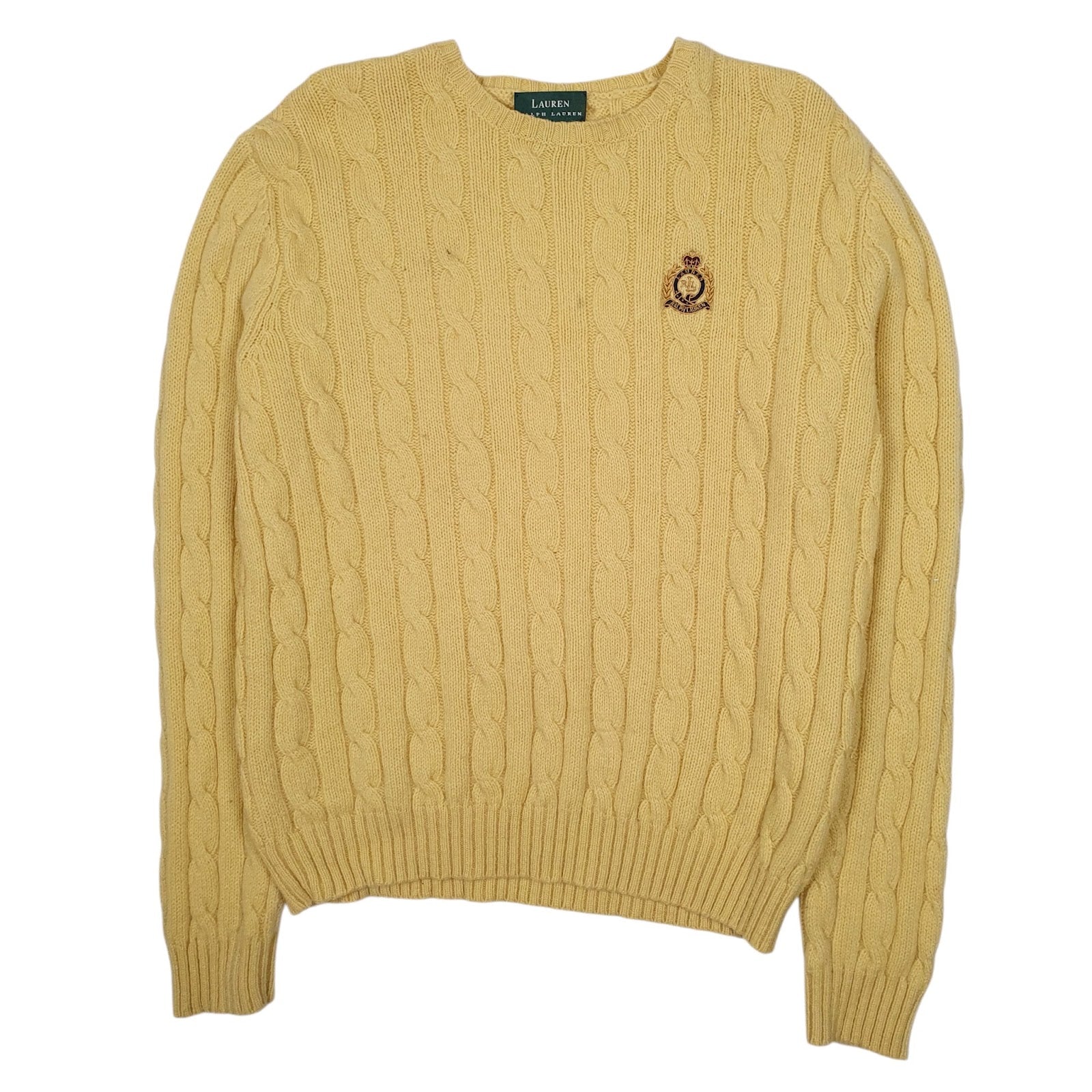 Womens Yellow Ralph Lauren Cable Knit Crewneck Jumper