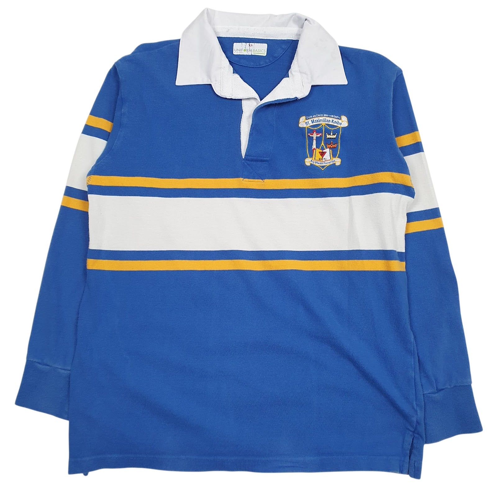 Mens Blue Uniform Basics Rugby Long Sleeve Polo Shirt