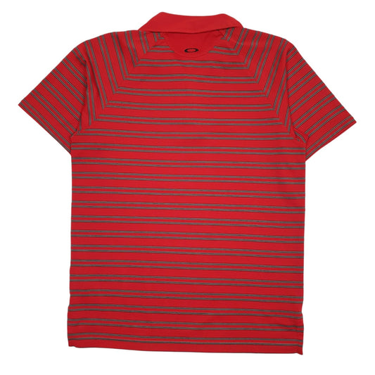 Mens Red Oakley Golf Hoodie Polo Shirt