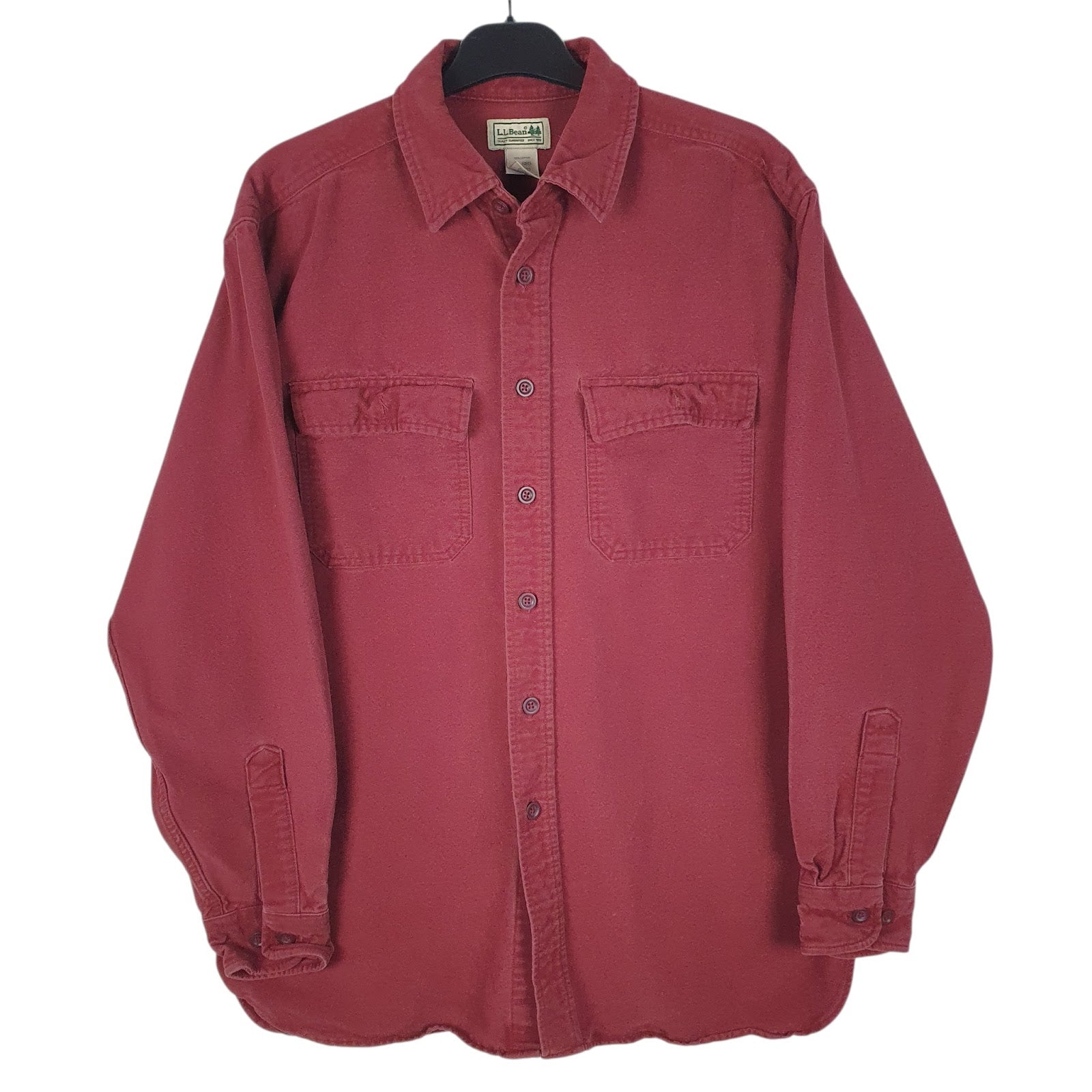 Mens Burgundy L.L.Bean Chamois Long Sleeve Shirt