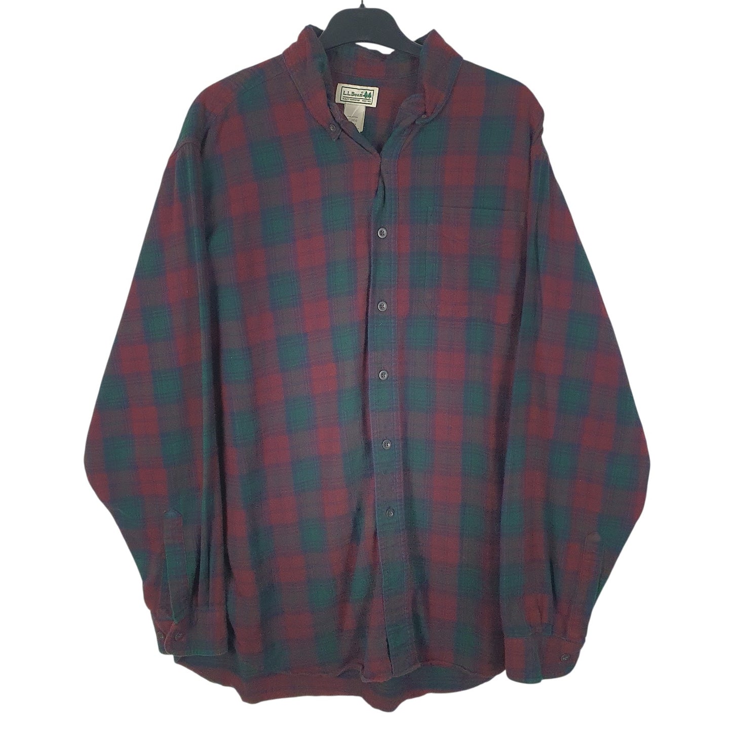Mens Burgundy L.L.Bean Flannel Long Sleeve Shirt