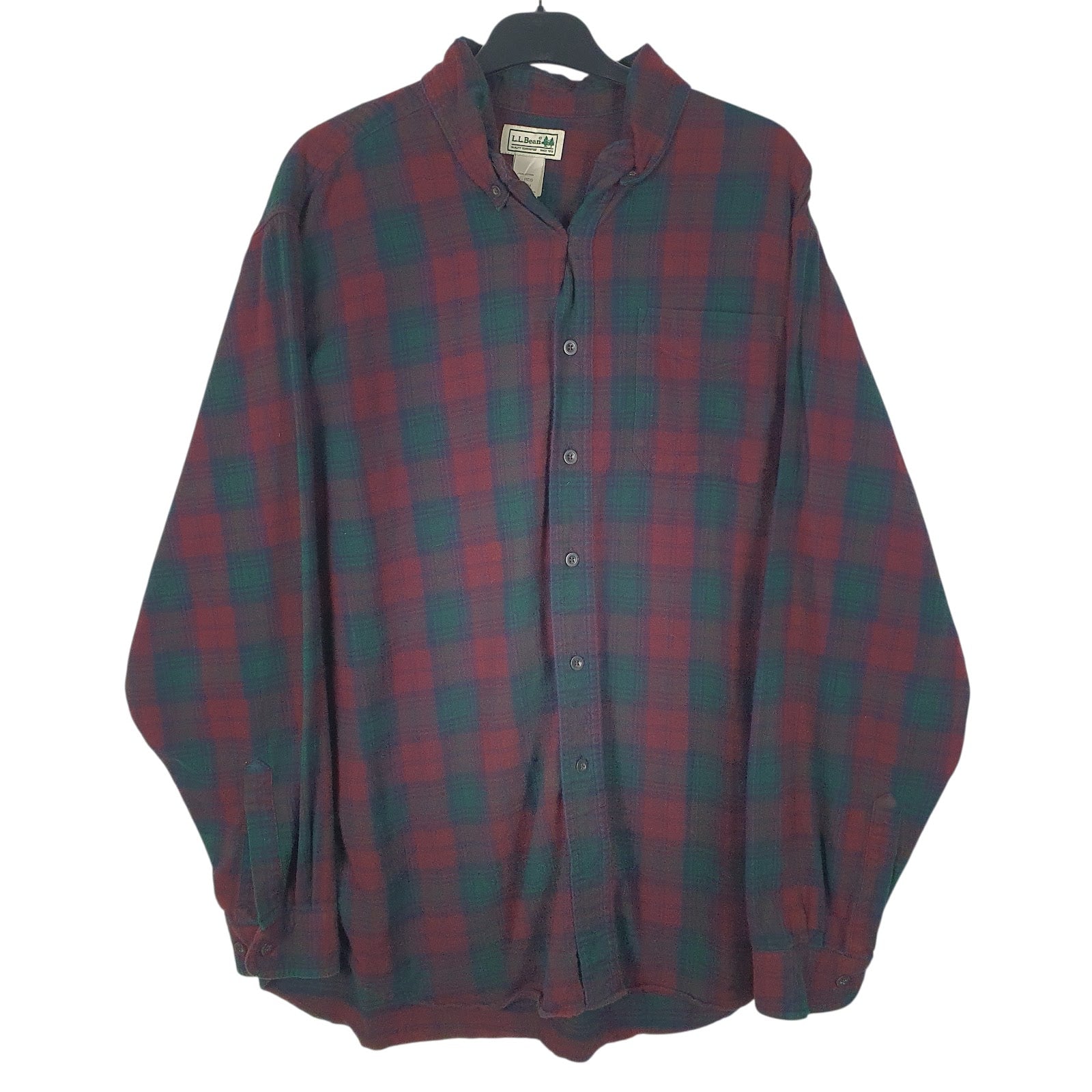 Mens Burgundy L.L.Bean Flannel Long Sleeve Shirt