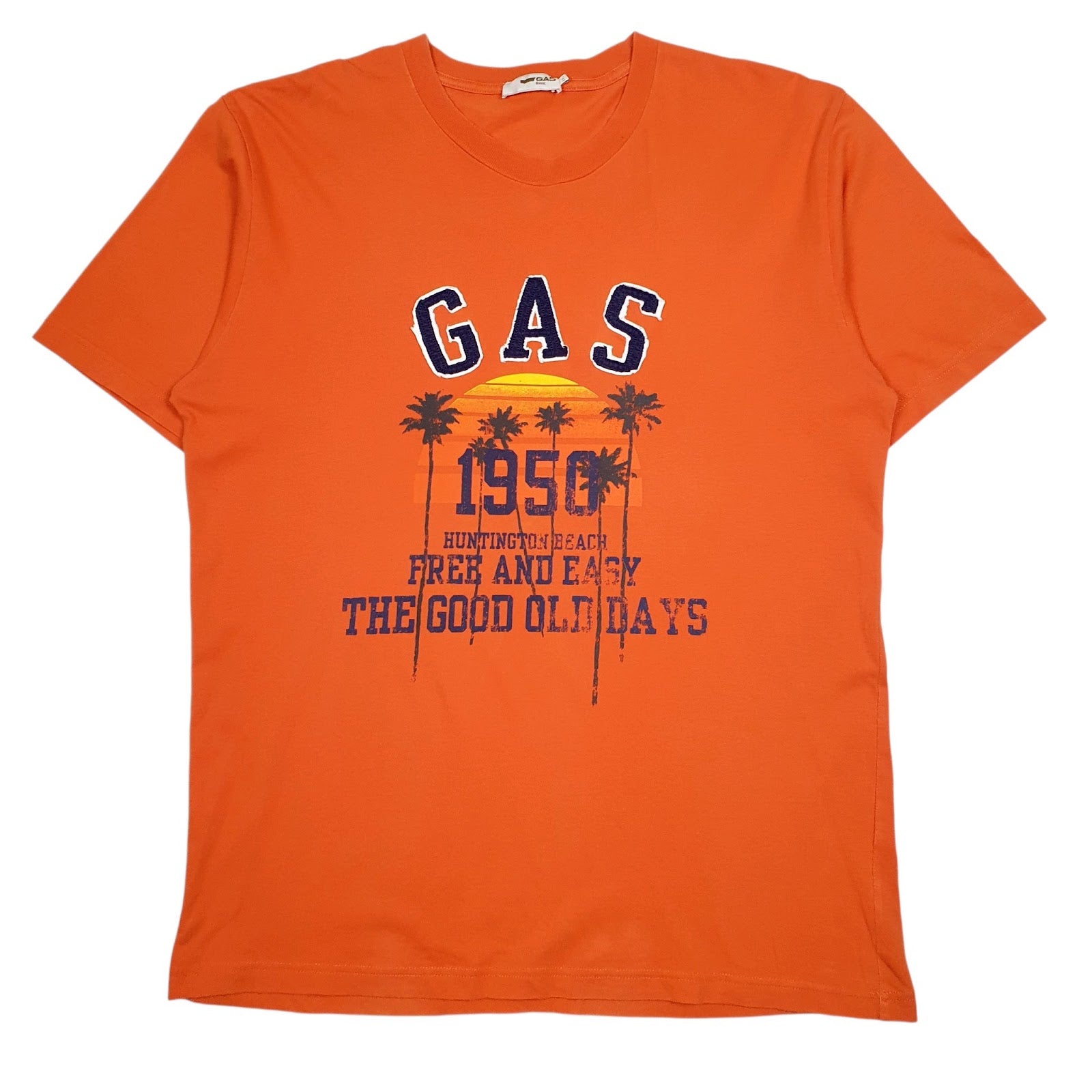 Mens Orange Gas Spellout Short Sleeve T Shirt
