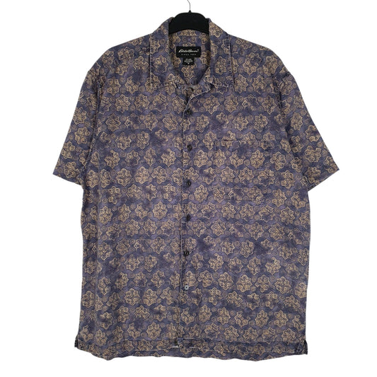 Mens Purple Eddie Bauer Vintage 00s Paisley Short Sleeve Shirt