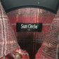 Mens Red Sun Circle Vintage Flannel  Shirt