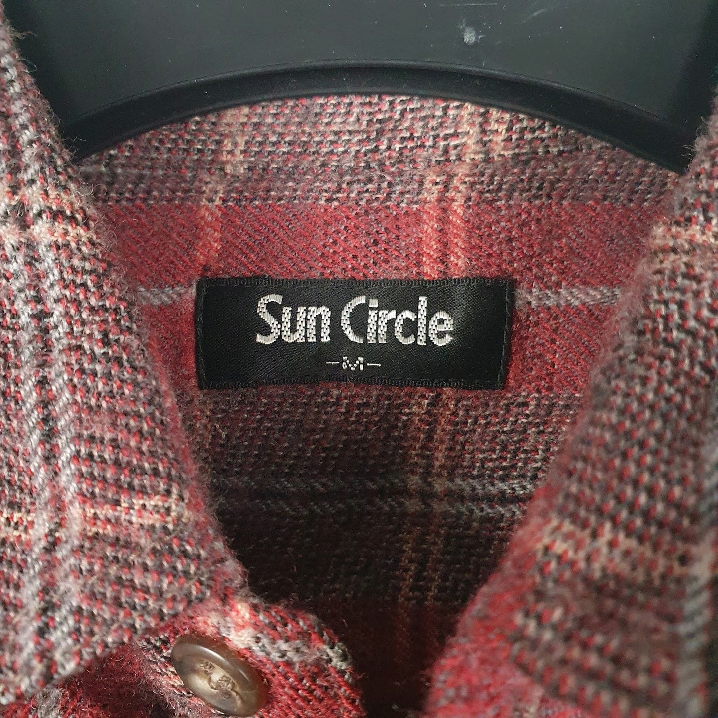 Mens Red Sun Circle Vintage Flannel  Shirt