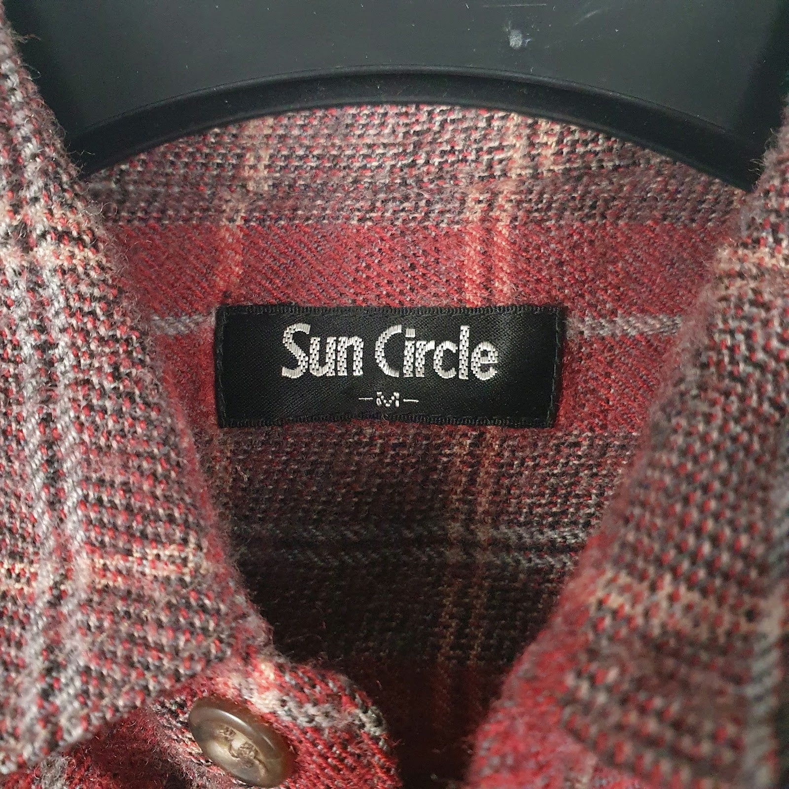 Mens Red Sun Circle Vintage Flannel  Shirt