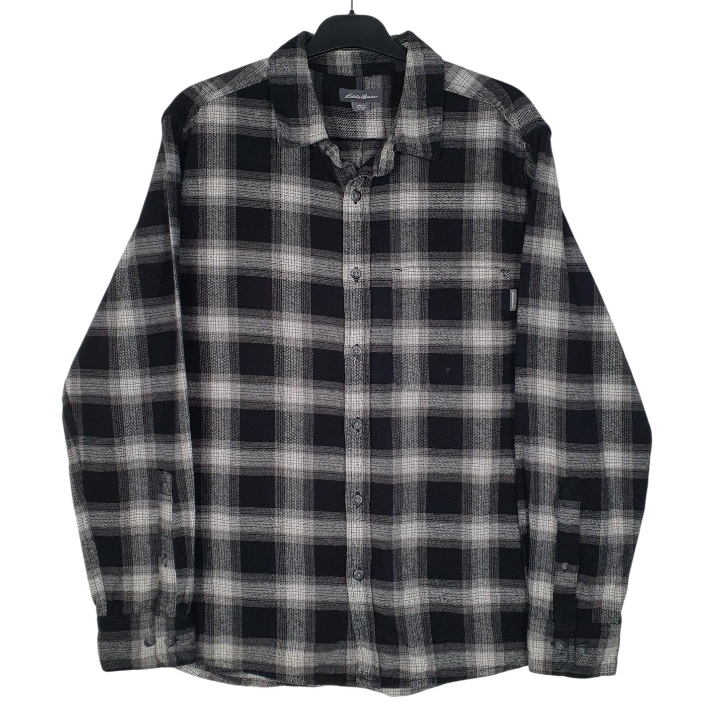 Mens Black Eddie Bauer Flannel Long Sleeve Shirt