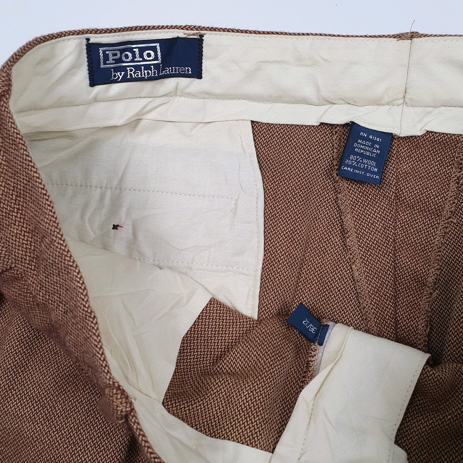Mens Brown Polo Ralph Lauren Vintage 90s Double Pleated  Trousers