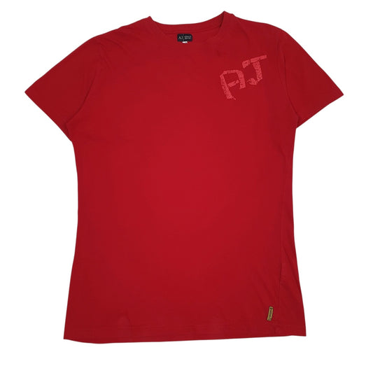 Mens Red Armani  Short Sleeve T Shirt