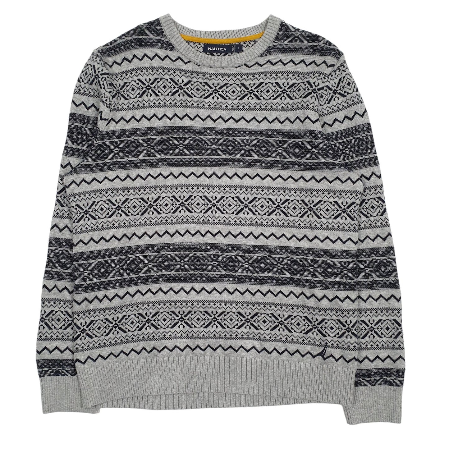 Mens Grey Nautica Funky Crewneck Jumper