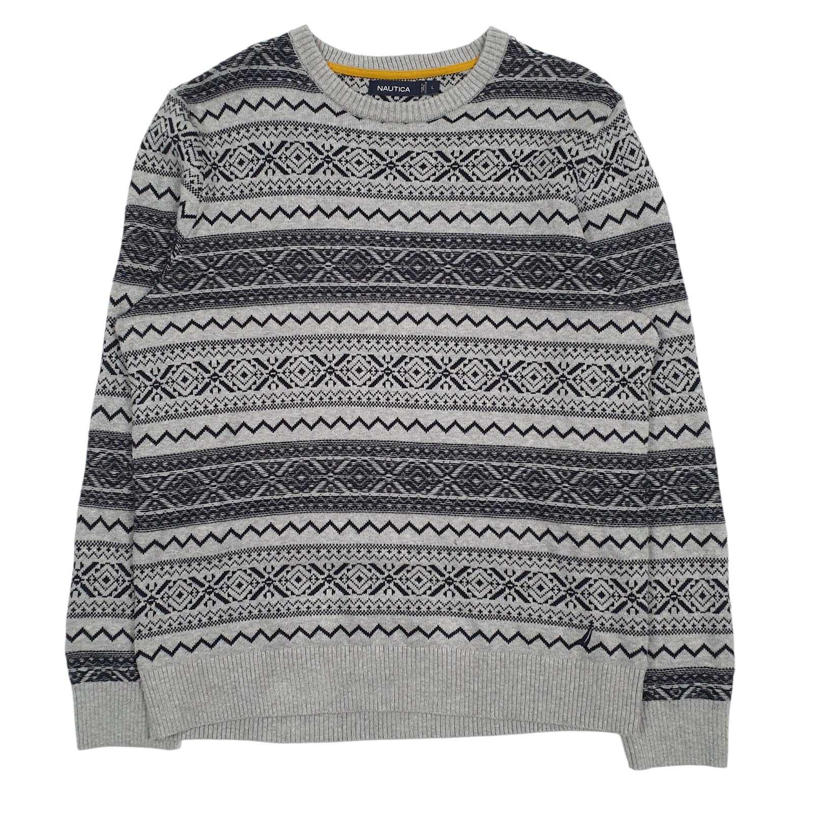 Mens Grey Nautica Funky Crewneck Jumper