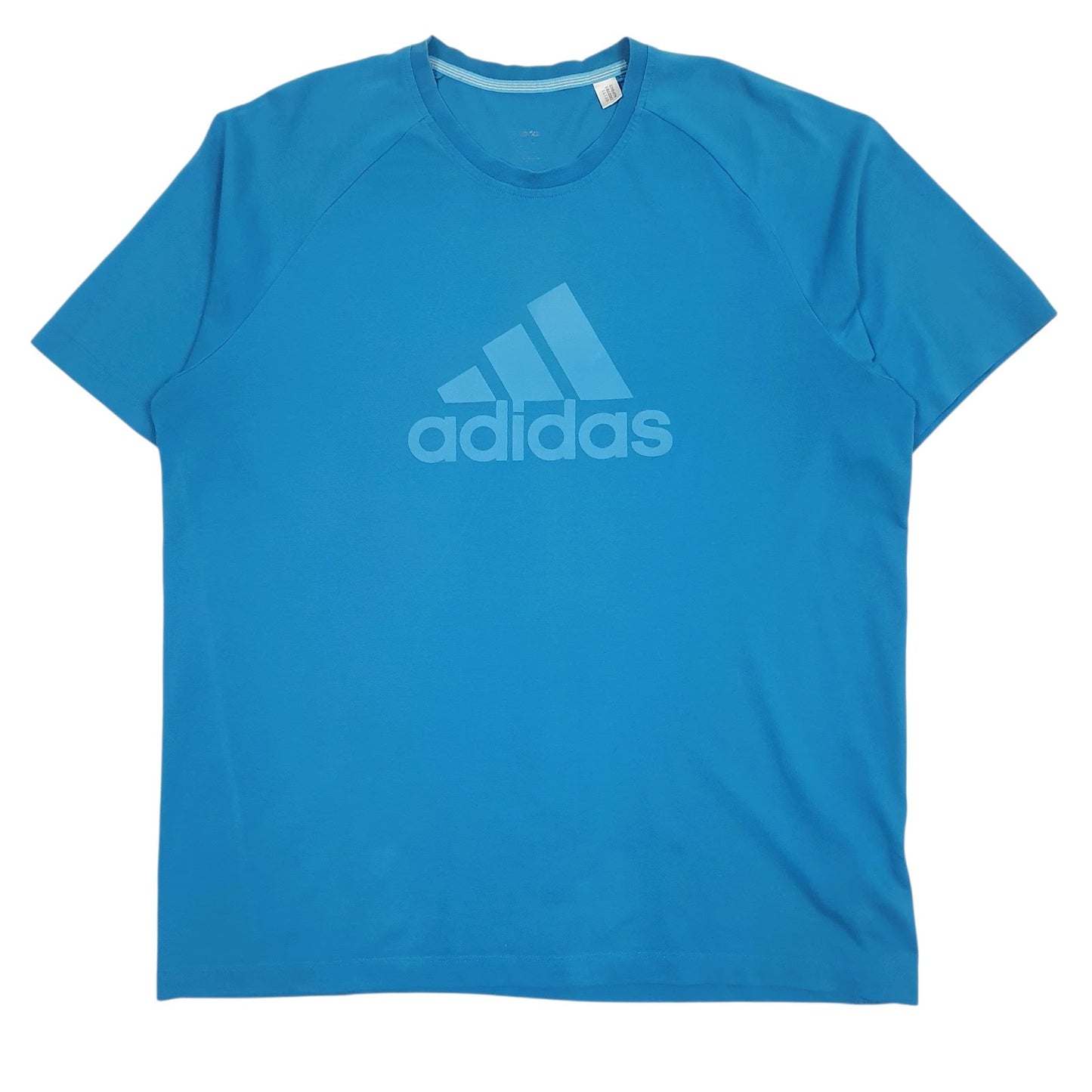 Mens Blue Adidas Spellout Climalite Short Sleeve T Shirt