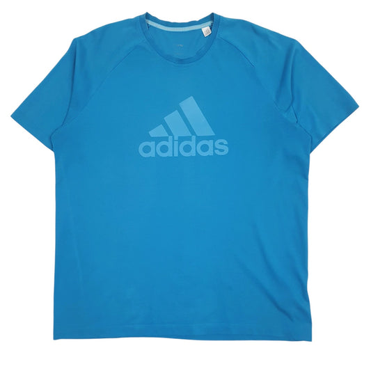 Mens Blue Adidas Spellout Climalite Short Sleeve T Shirt