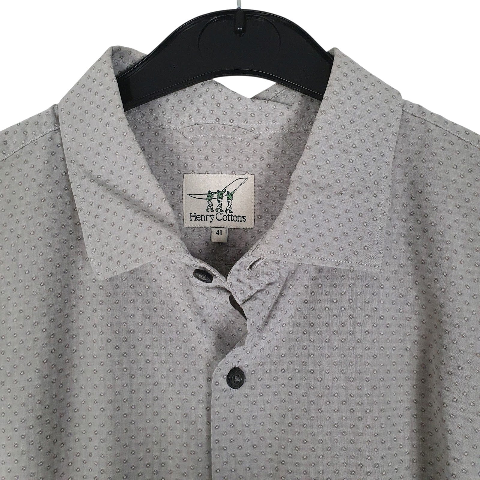 Mens Grey Henry Cottons   Shirt