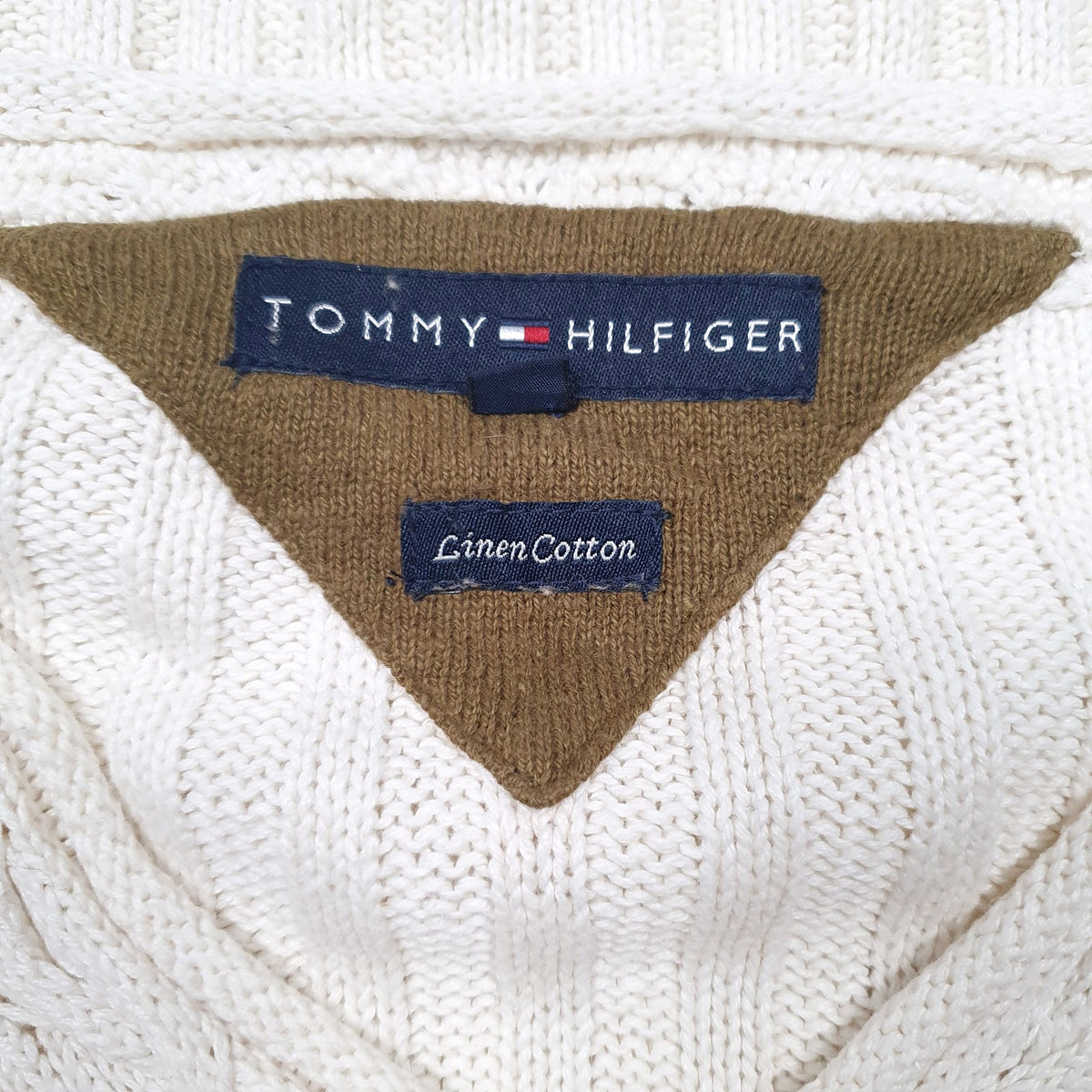 Womens Cream Tommy Hilfiger Knit V Neck Jumper