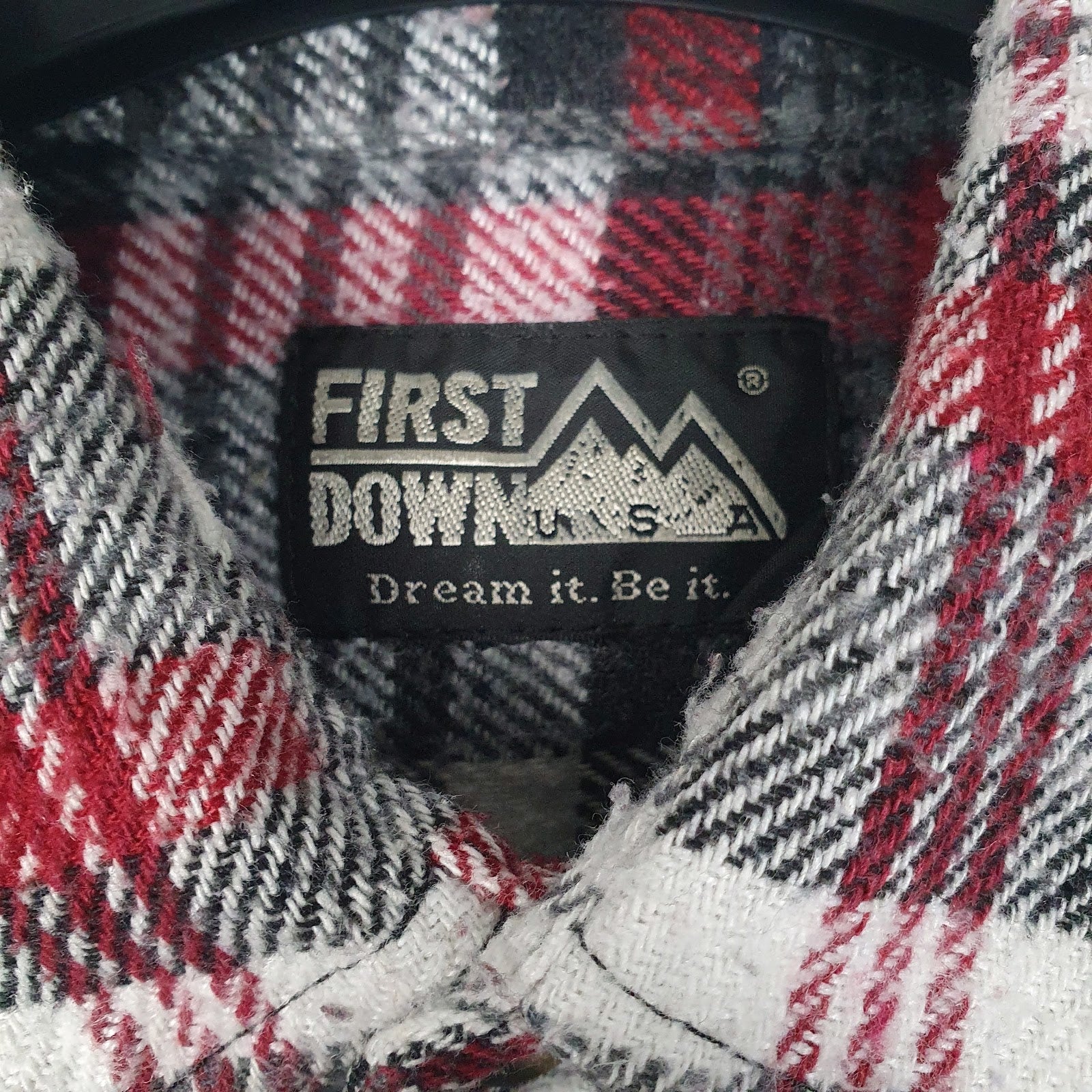 Mens White First Down USA Flannel  Shirt