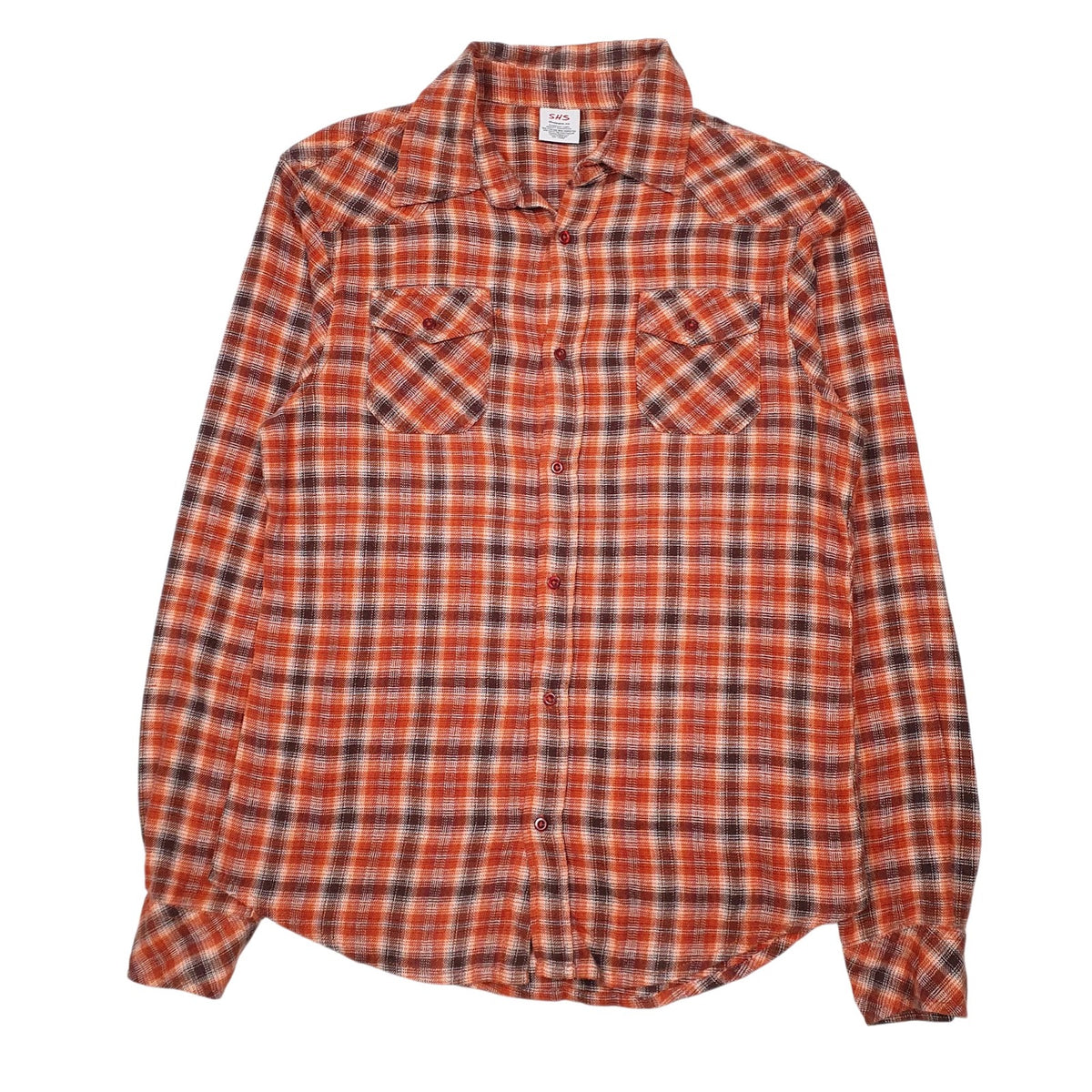Mens Red SHS Flannel Long Sleeve Shirt