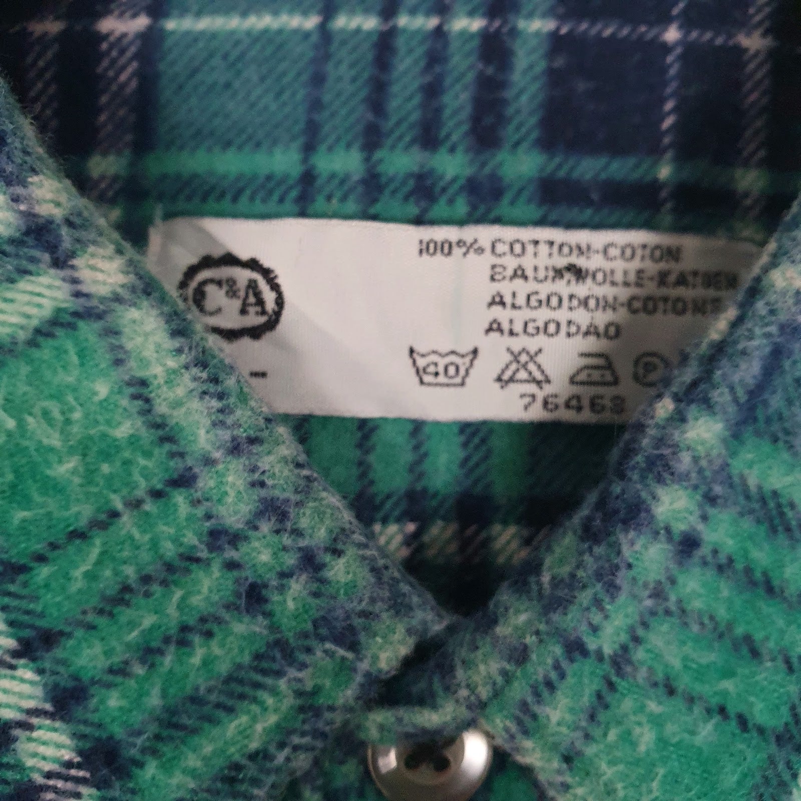 Mens Green C&A Vintage Flannels  Shirt