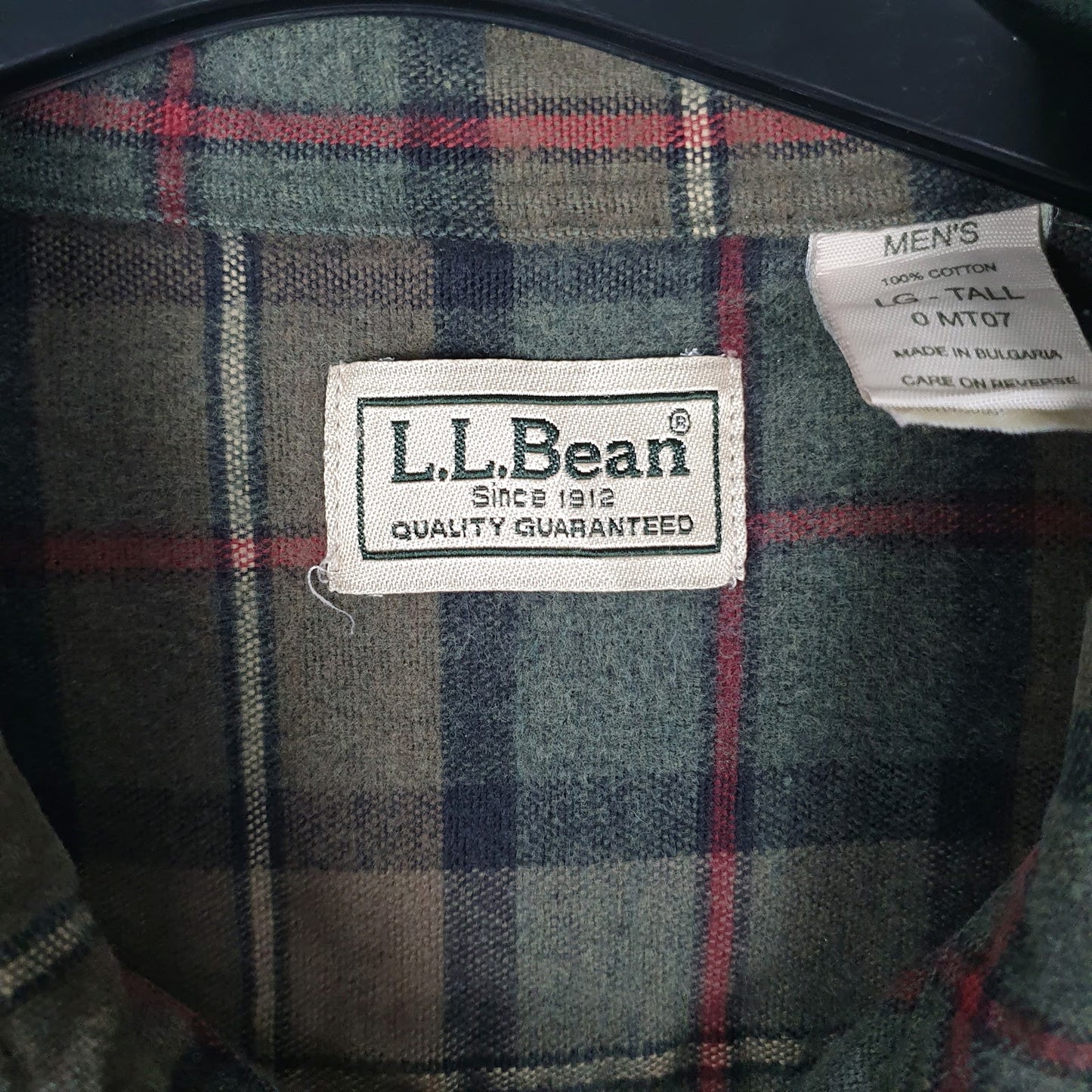 Mens Green L.L.Bean Flannel  Shirt