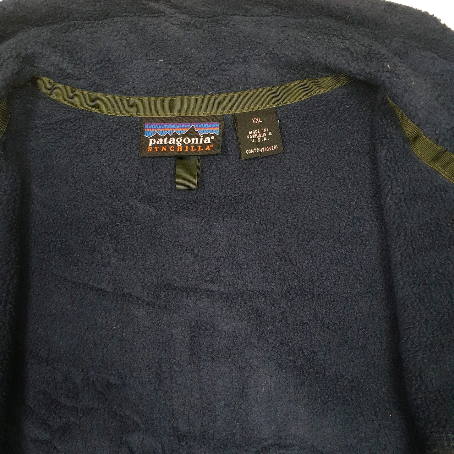 Mens Navy Patagonia Synchilla Vintage 90s Made In USA Full Zip Jumper