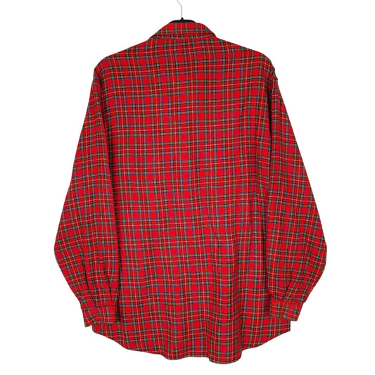 Mens Red Gin Shirt Vintage 90s Plaid Flannel  Shirt