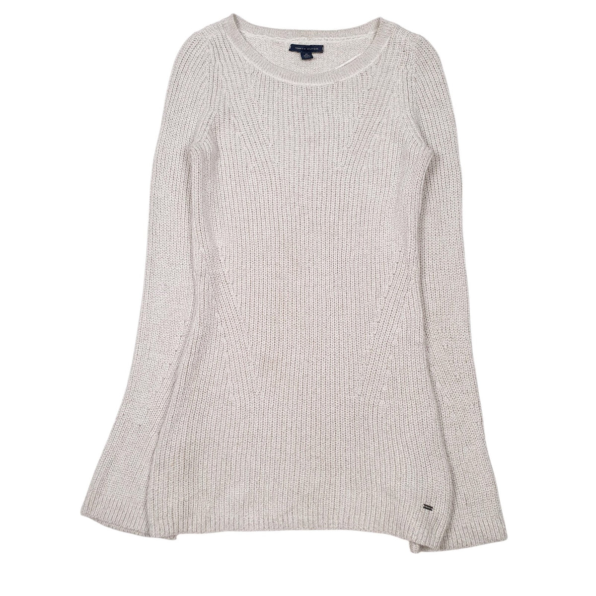 Womens Grey Tommy Hilfiger Knit Longline Crewneck Jumper