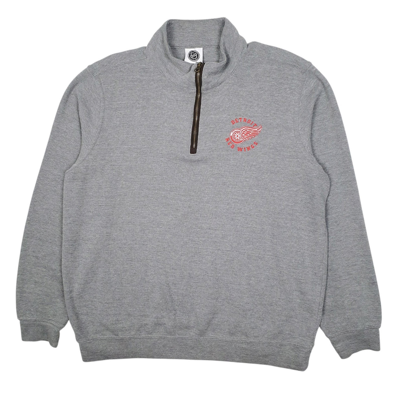 Mens Grey NHL Detroit Red Wings Quarter Zip Jumper