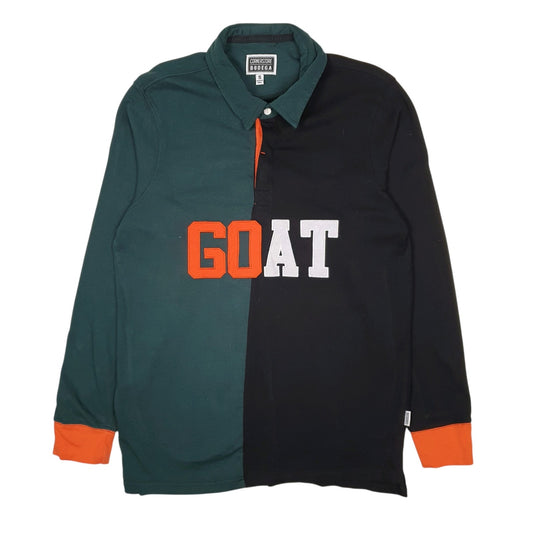 Mens Green Cornerstone Bodega Rugby G.O.A.T Greatest Long Sleeve Polo Shirt