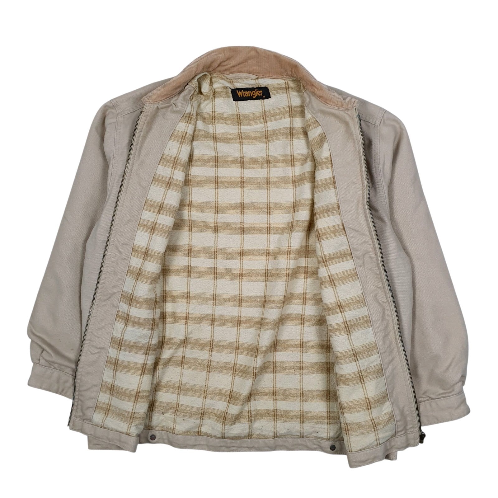 Mens Cream Wrangler Windbreaker Blanket Lined Vintage 90s  Coat