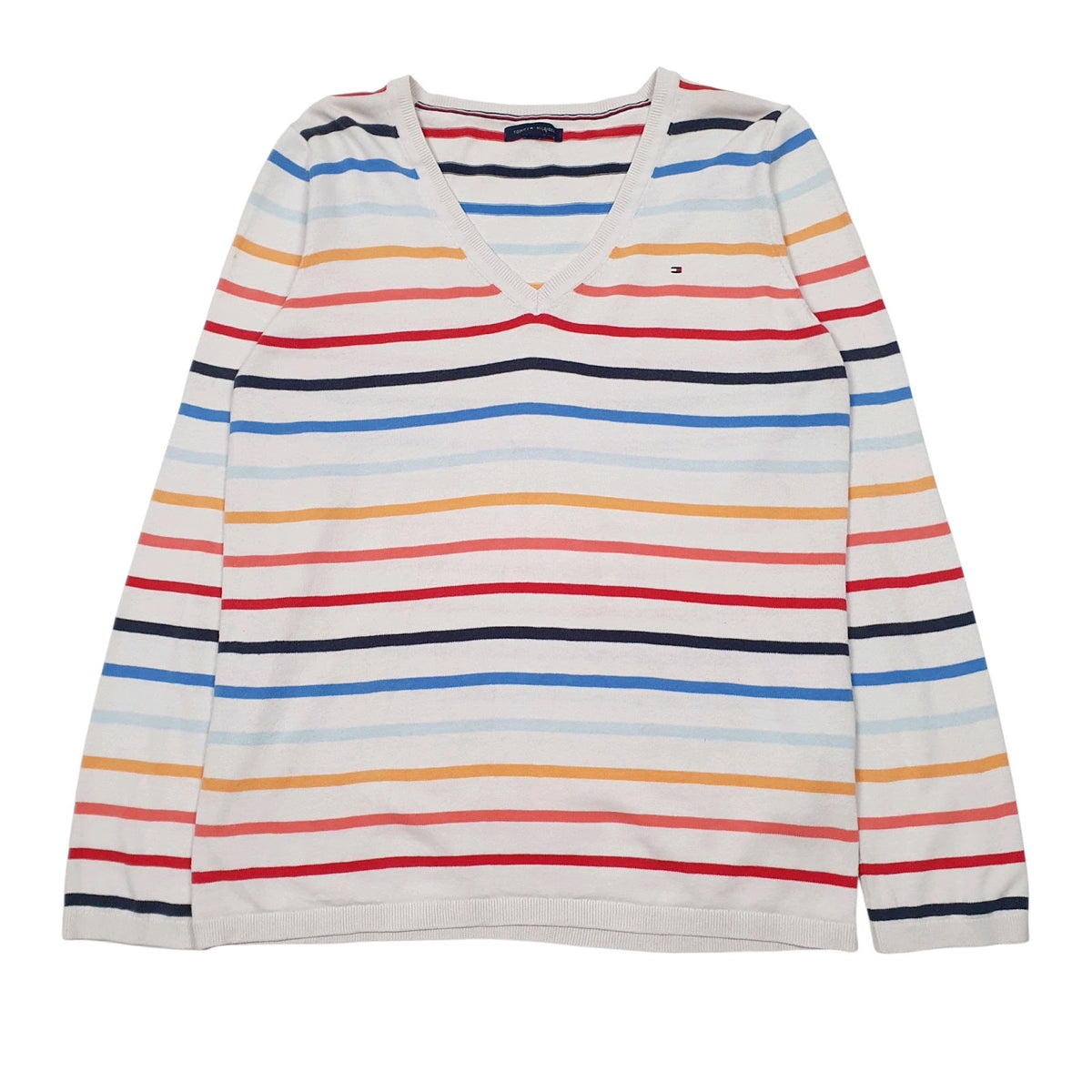 Mens White Tommy Hilfiger  V Neck Jumper