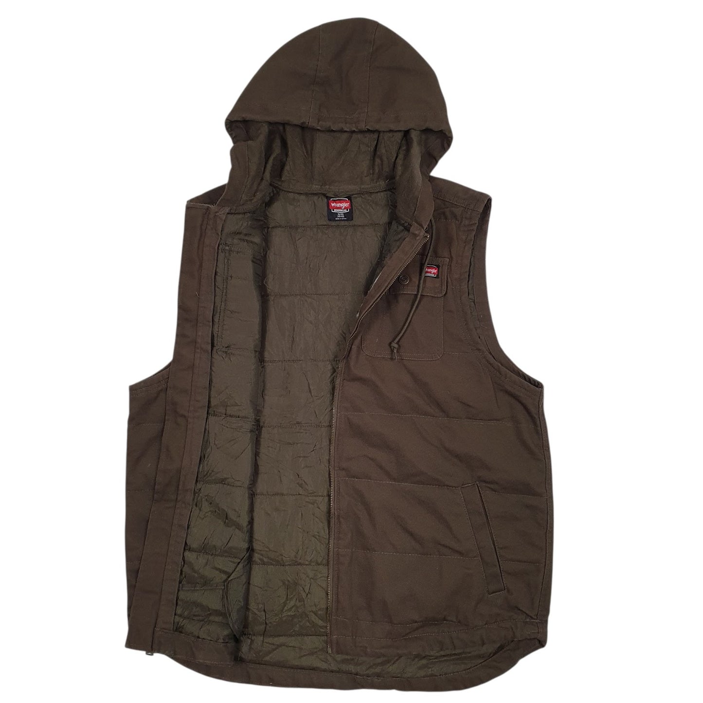 Mens Green Wrangler Workwear Padded Hooded  Coat