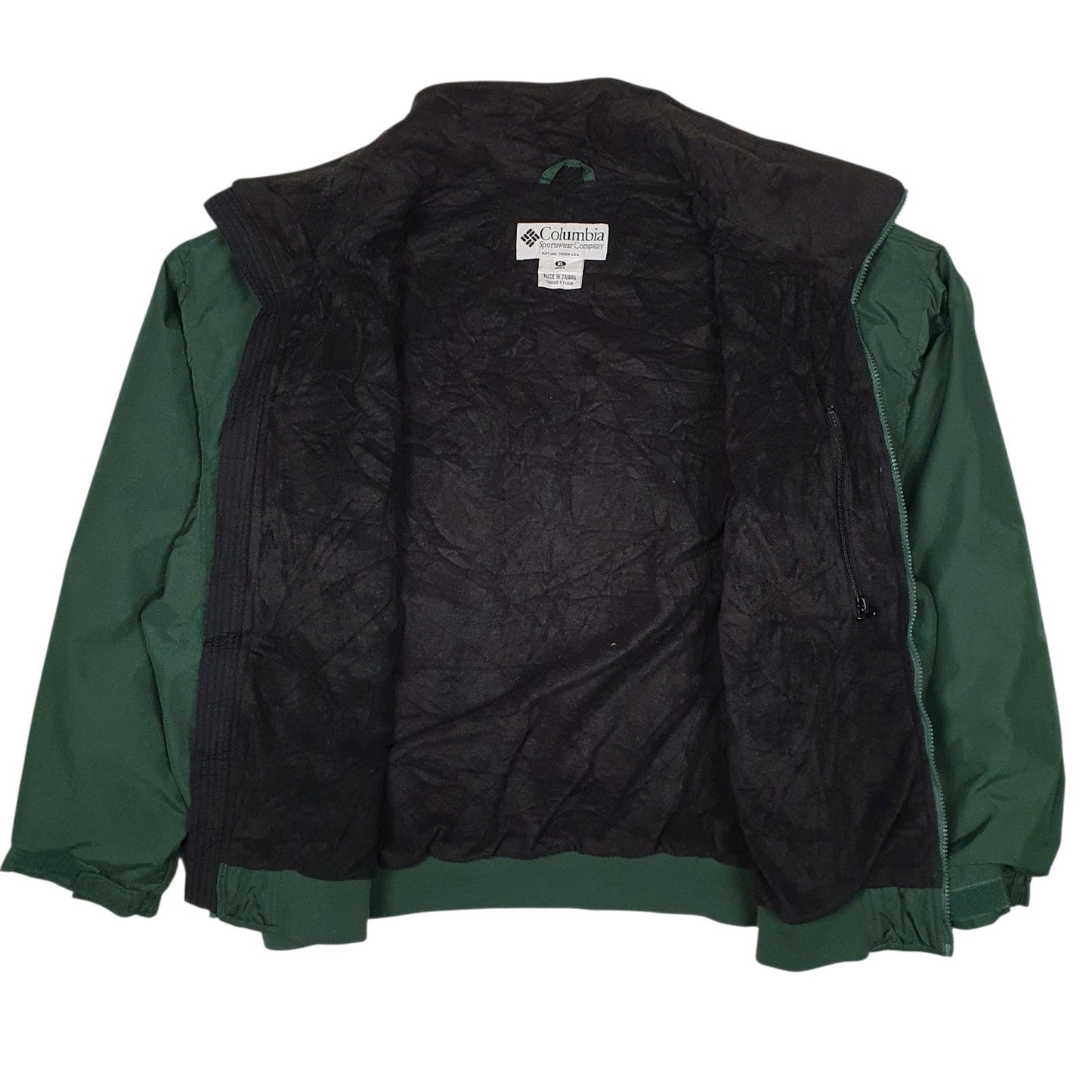 Mens Green Columbia Sportswear Company Windbreaker Fleece Lined Full Zip Coat