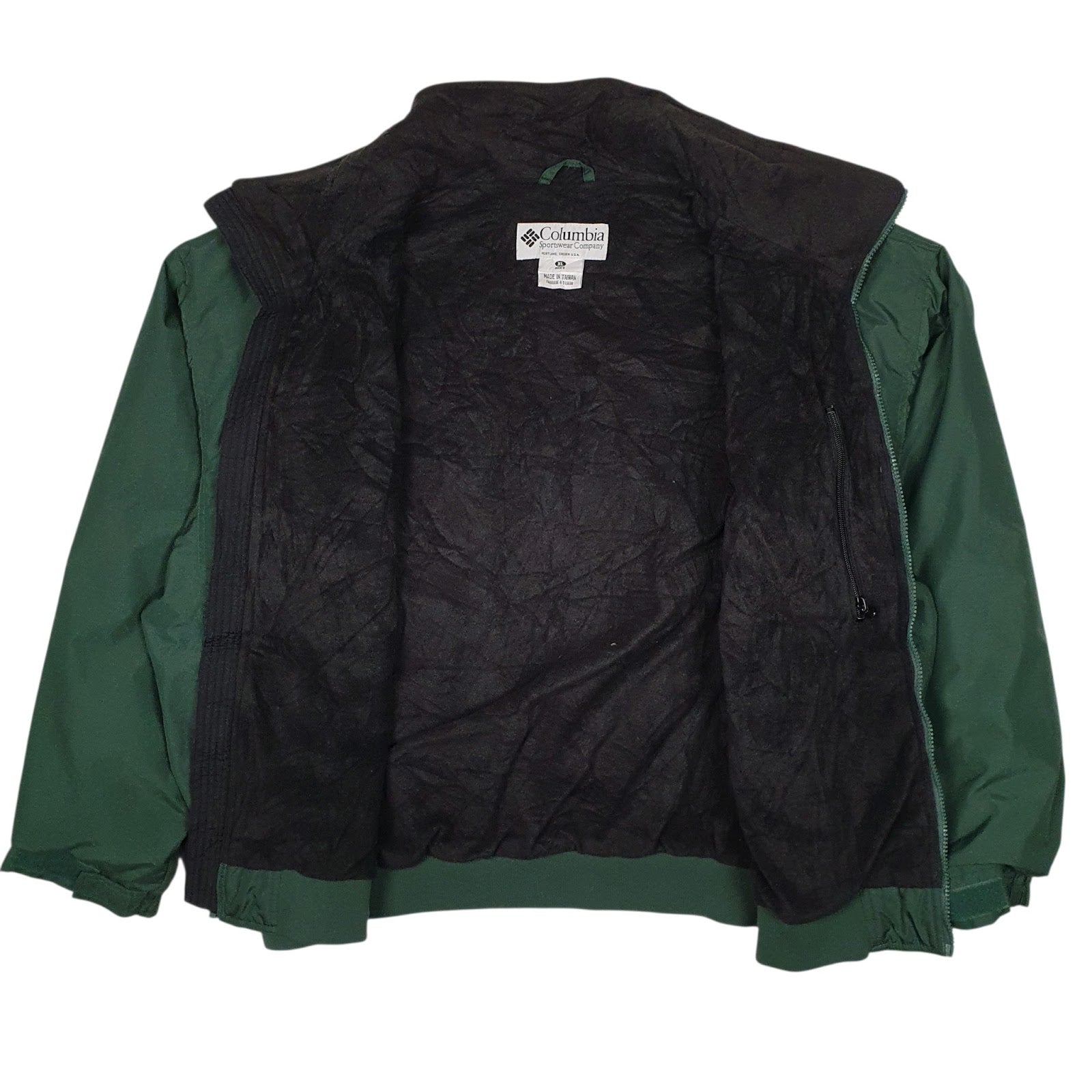Mens Green Columbia Sportswear Company Windbreaker Fleece Lined Full Zip Coat