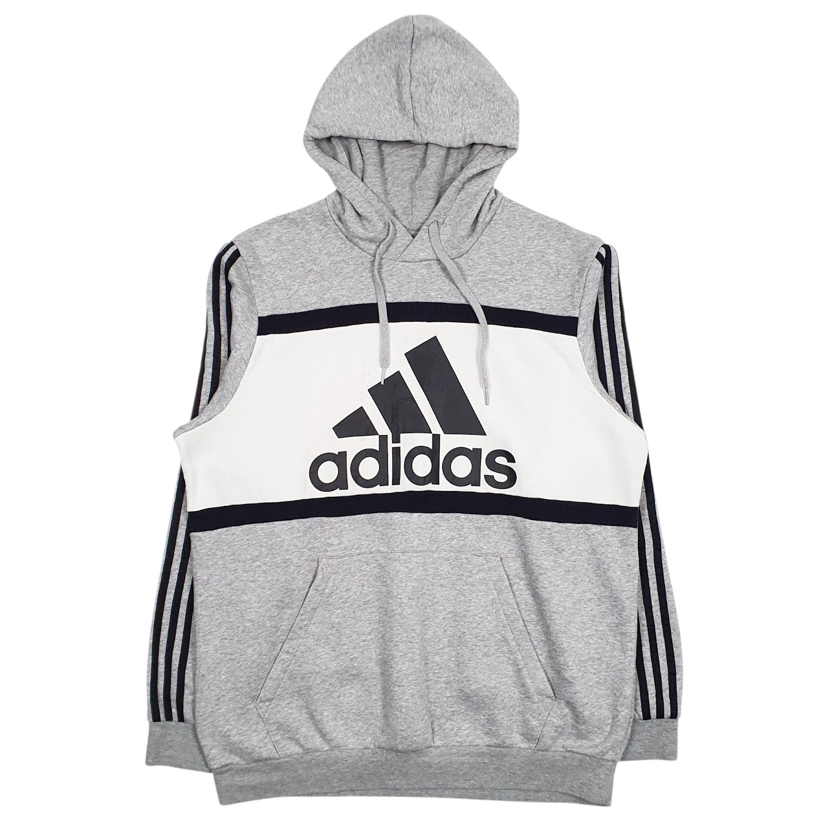 Mens Grey Adidas Spellout Hoodie Jumper