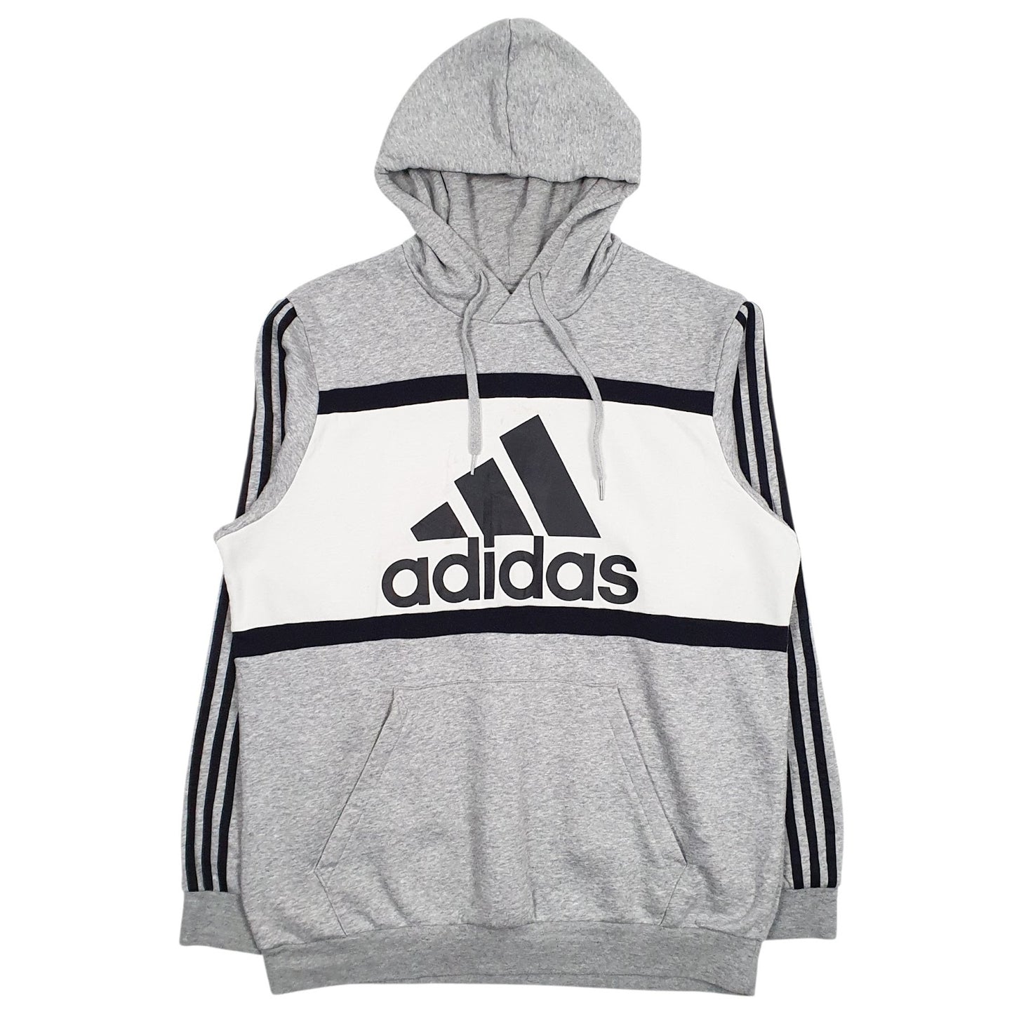 Mens Grey Adidas Spellout Hoodie Jumper