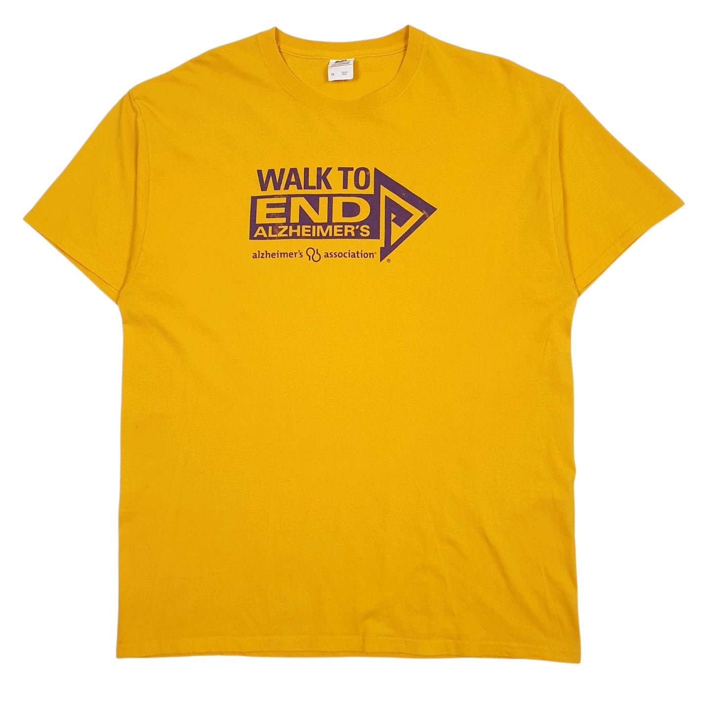 Mens Yellow Fruit Of The Loom Alzheimer's Association Short Sleeve T Shirt