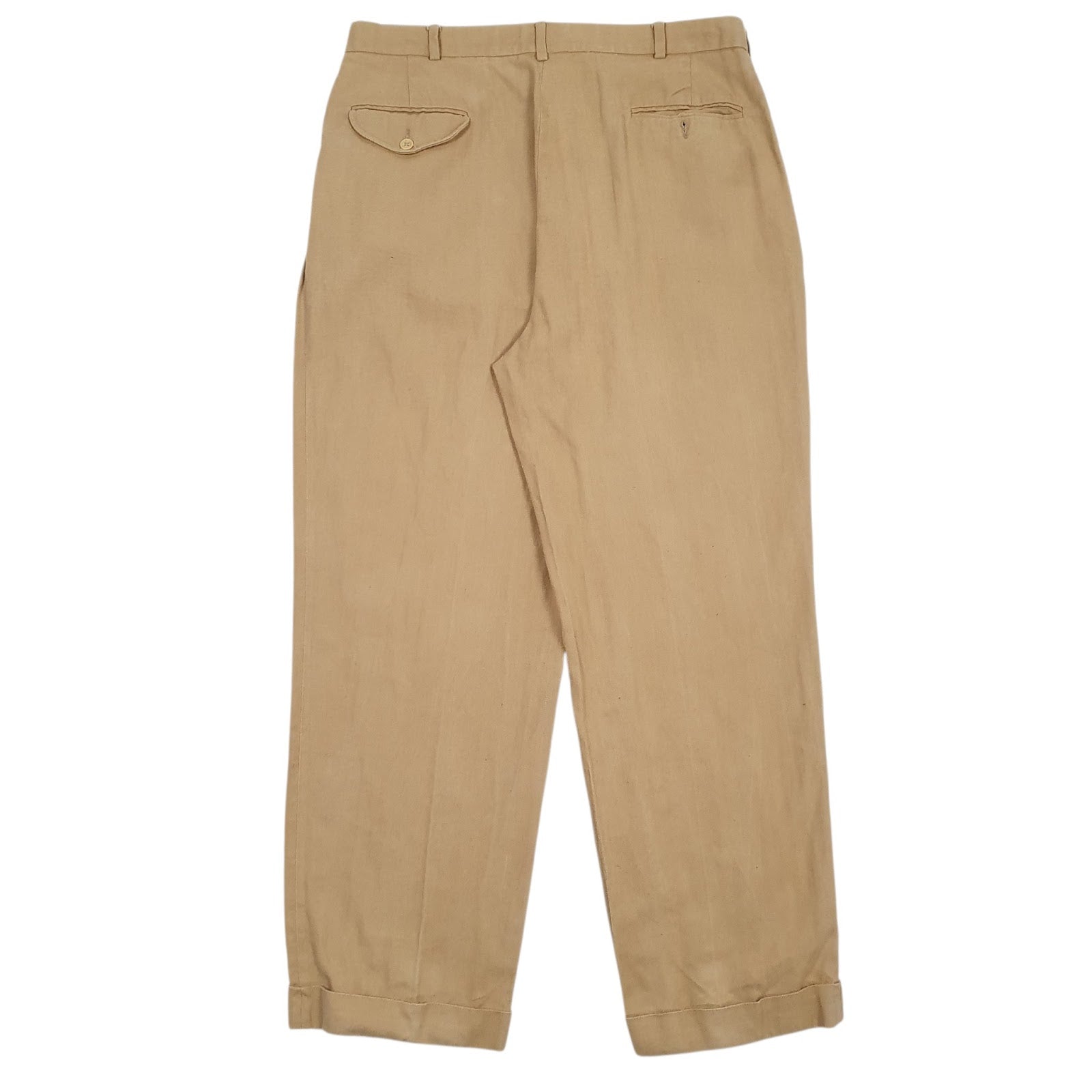 Mens Brown Polo Ralph Lauren Vintage 90s Pleated  Trousers