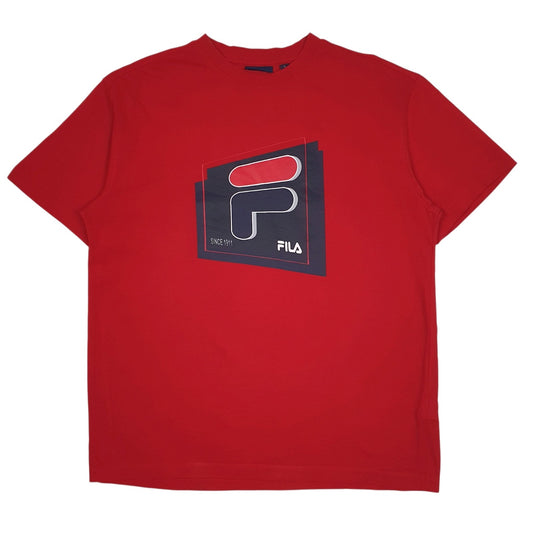 Mens Red Fila  Short Sleeve T Shirt