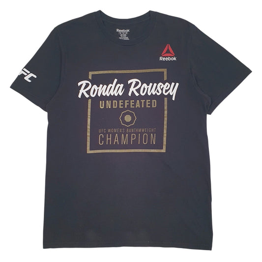 Mens Black Reebok Rounda Rousey UFC Undefeated Bantamweight Champion Short Sleeve T Shirt