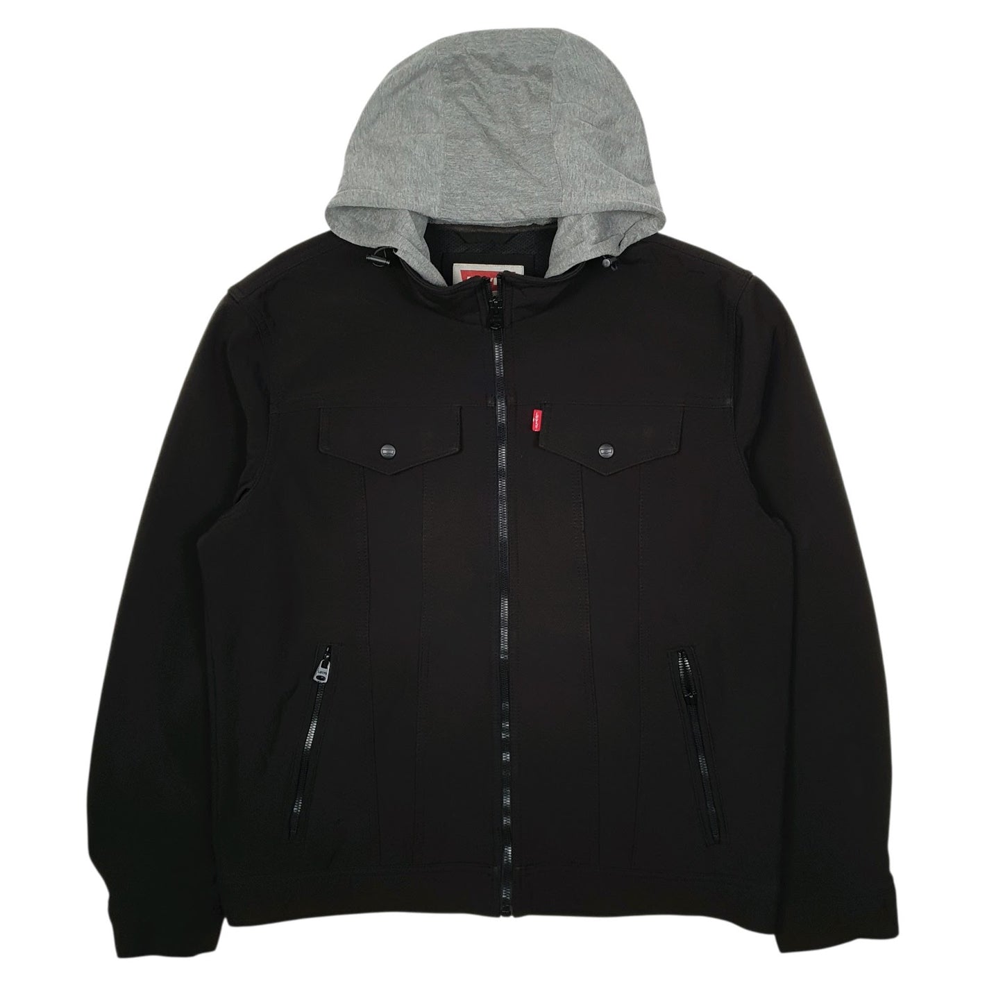 Mens Black Levis Windbreaker Hoodie  Coat